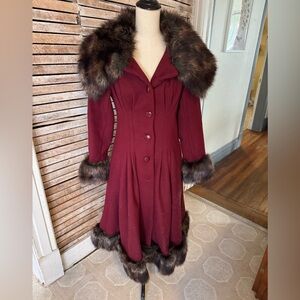 Collectif Pearl Coat in Cranberry / Burgundy